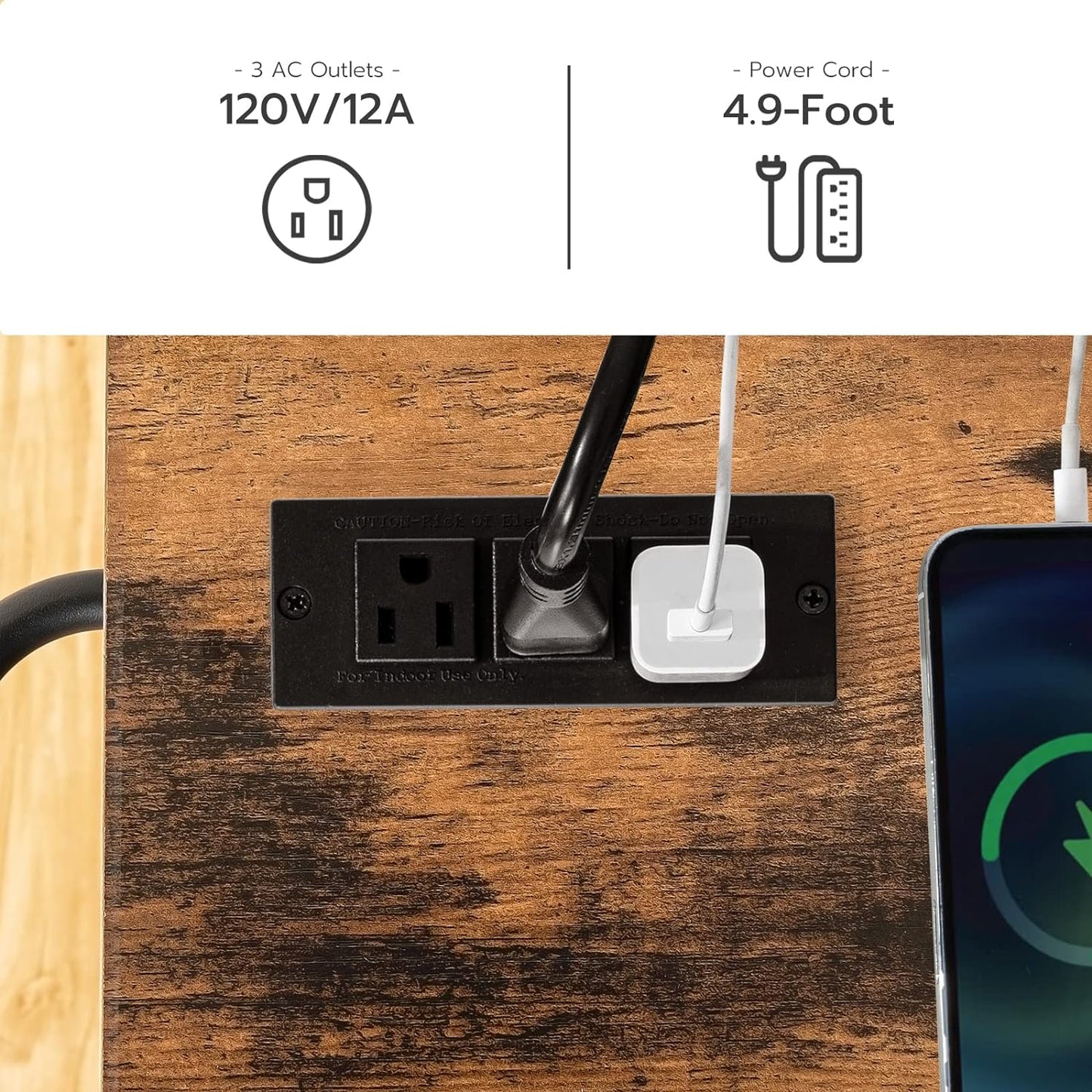 HOOBRO Kitchen Island with Power Outlet, Storage Island with Spice Rack and Drawer, Rolling Kitchen Cart on Wheels, for Home, Dining Room, Rustic Brown and Black