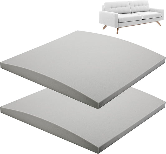 moonoom 22"x22" Couch Cushion Support, Grey Sofa Cushion Sagging Repair, Curved High Density Foam Replacement for Furniture Sagging Seat Sectional Loveseat Chair (2 Pcs)