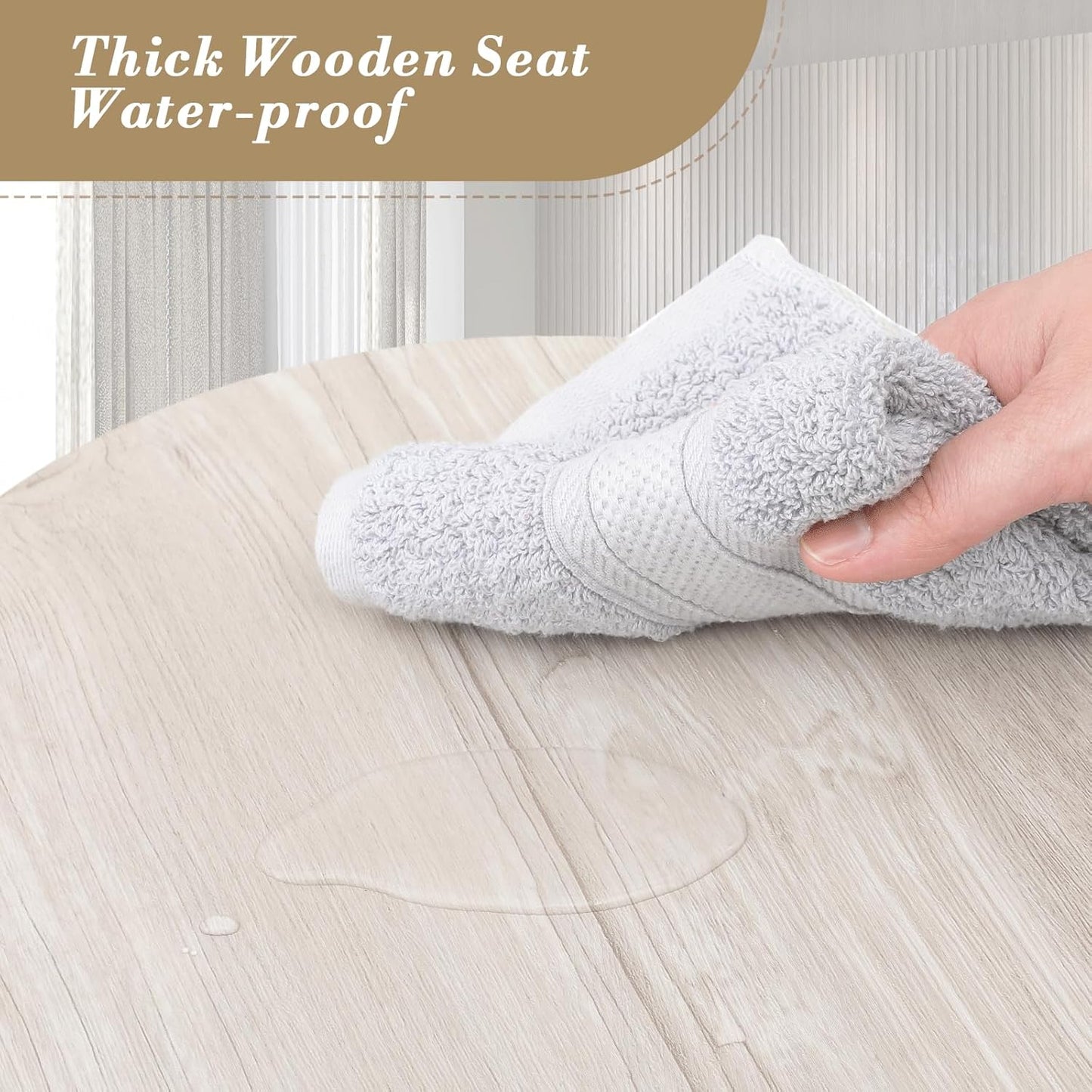 Athena Collection Bar Stools Set of 2, 25.5 Inches Round Counter Height Bar Stools Backless with Metal Legs and Footrest, Wood Barstools for Home, Kitchen Island, Counter, Grey