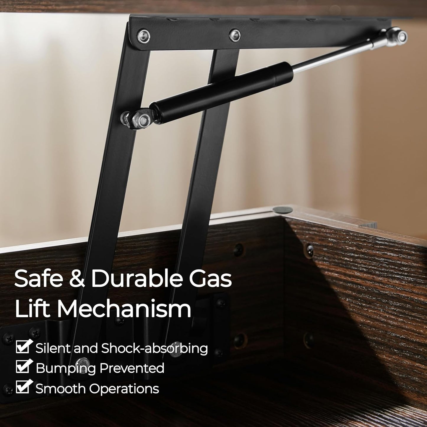 Yaheetech Lift Top Coffee Table with Hidden Compartment and Storage Shelf, Rising Tabletop Dining Table for Living Room Reception Room, 47.5in L, Espresso