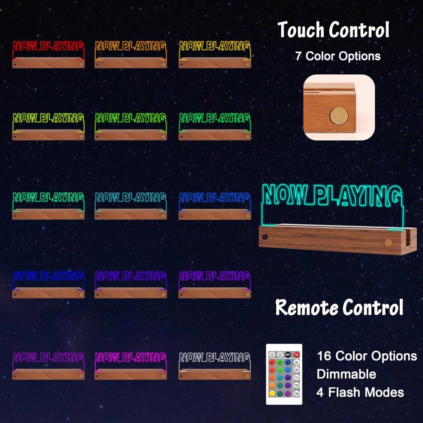 Now Playing Vinyl Record Stand Wall Mount, Light up Record Holder, Wooden Acrylic Display with 16 Color Lights for Albums, Room Decor, Gift for Vinyl Lovers