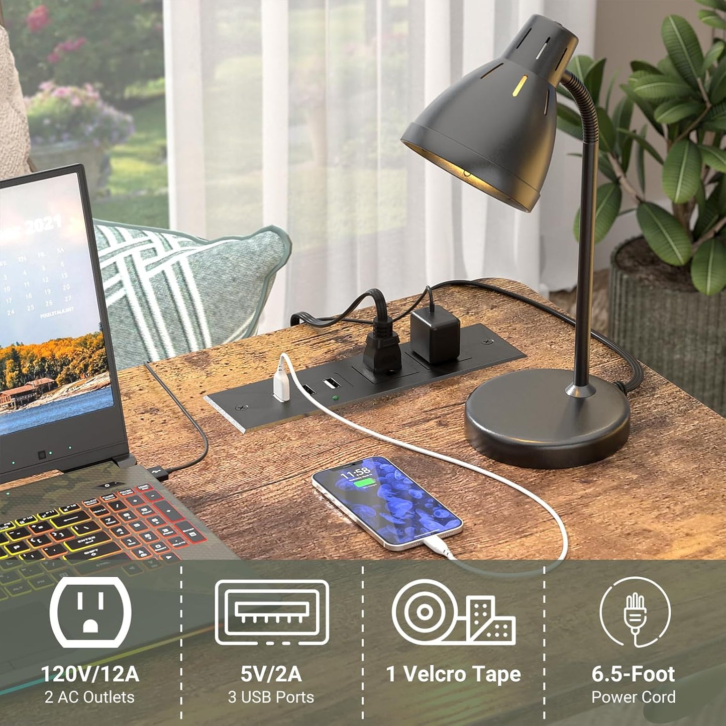 39" Height Adjustable Standing Desk with Power Outlets - Manual Rolling Stand Up Desk with Wheels Small Portable Computer Desk Mobile Laptop Table with Storage Shelves for Home Office, Rustic