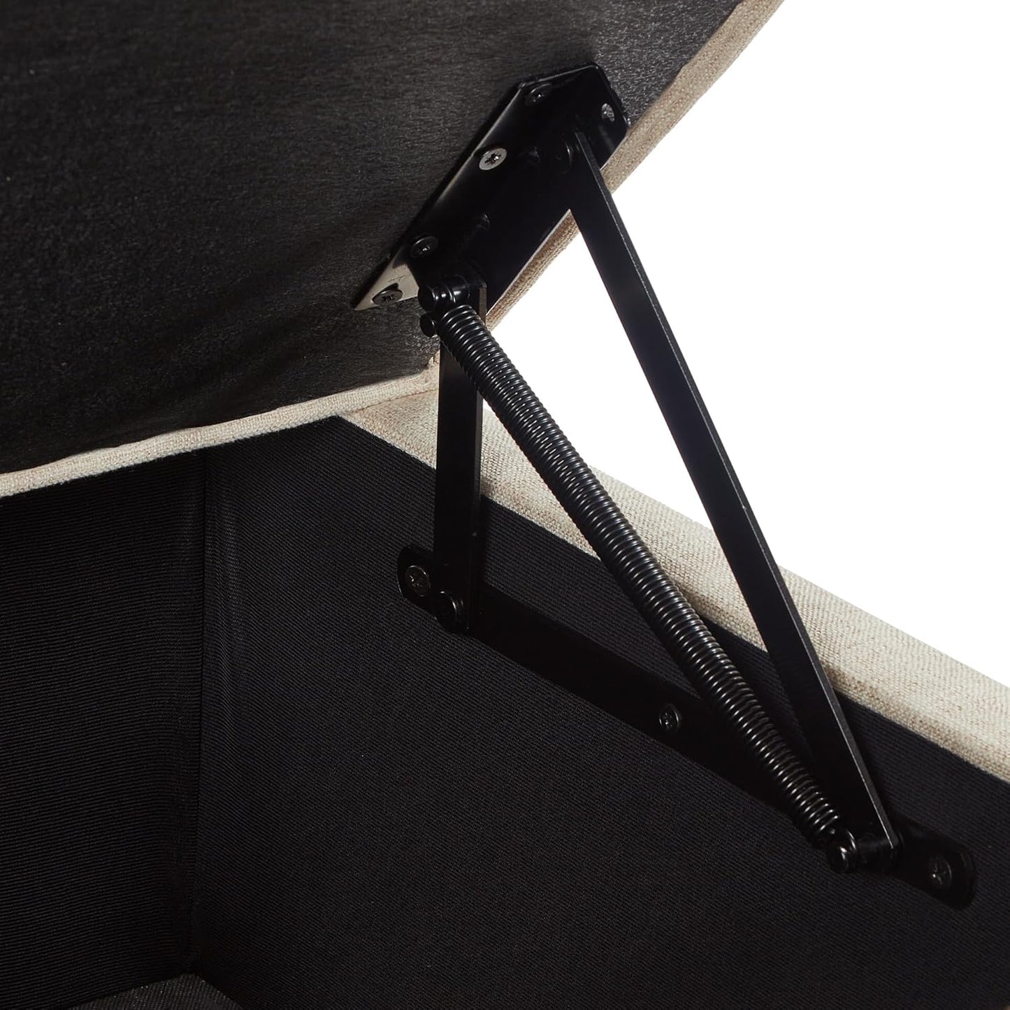 Ball & Cast 45" Sofa Ottoman with Storage, Linen Upholstered Bench with Rotation Casters and Safety Hinge for Living Room, Multi-Function Coffee Table,Ivory