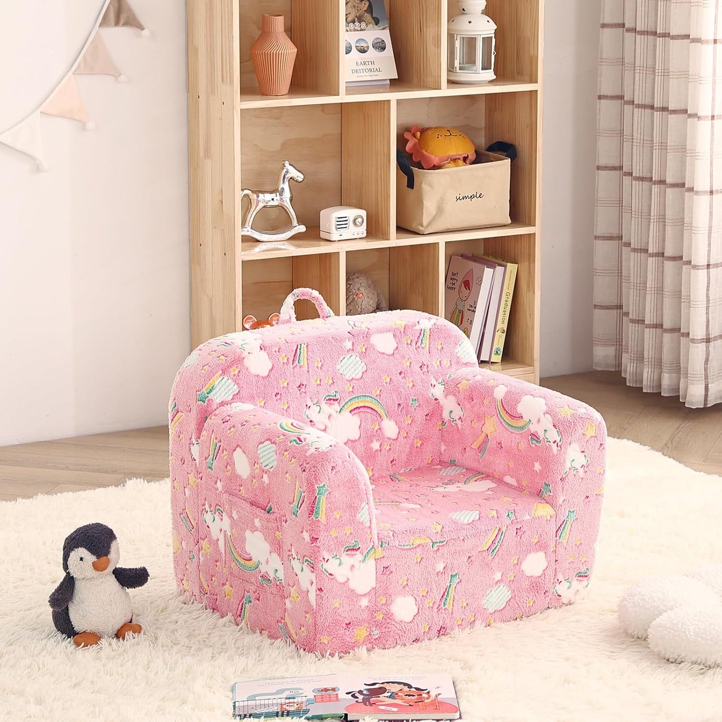 Toddler Chair Plush Kids Couch, Comfy Kids Sofa Toddler Lounger Chair for Bedroom, Convertible Toddler Couch for Girls and Boys, Reading Chair for Kids