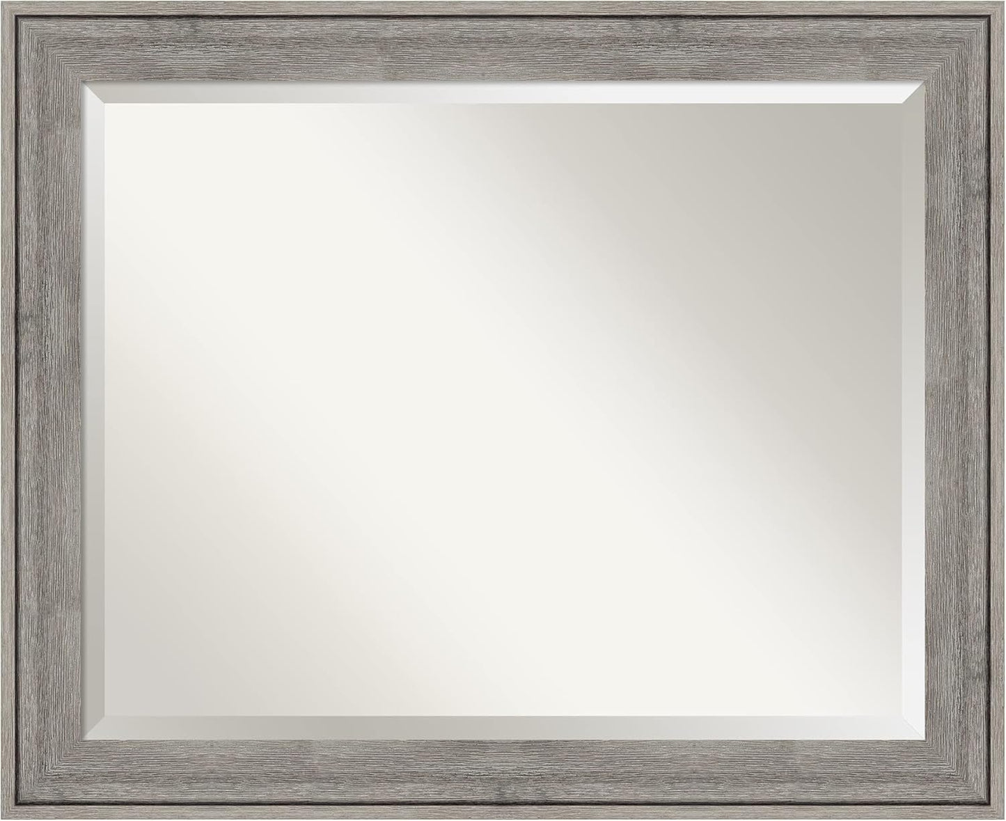 Amanti Art Grey Wall Mirror 27x33 Regis Barnwood Grey Rectangle Bathroom Mirror for Wall Decor Living Room, Large Rustic Farmhouse Wood Frame, Hangs Horizonally and Vertically, Bathroom Decor, Beveled