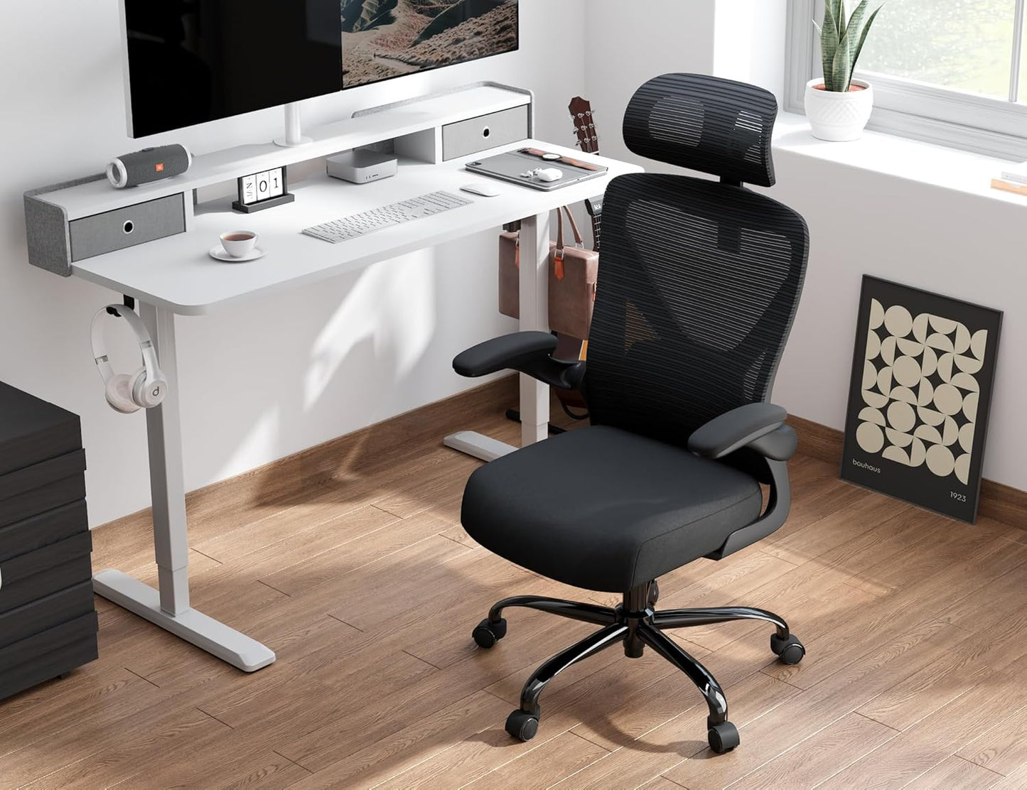 Ergonomic Office Chair - Mesh Desk Chair with Adjustable Lumbar Support High Back Computer Gaming Chairs - Big and Tall Office Chairs Adults, Comfortable for Long Hours, Black
