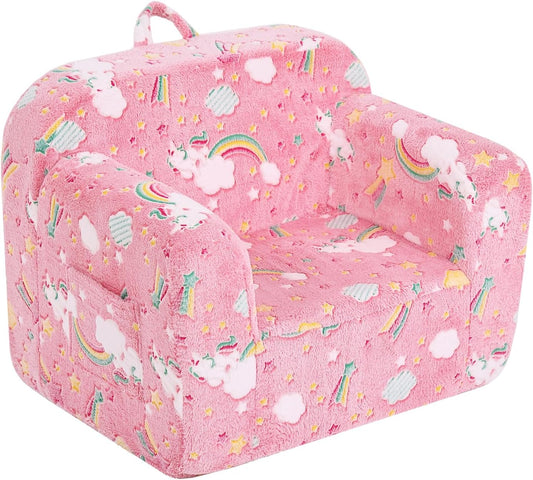 Toddler Chair Plush Kids Couch, Comfy Kids Sofa Toddler Lounger Chair for Bedroom, Convertible Toddler Couch for Girls and Boys, Reading Chair for Kids