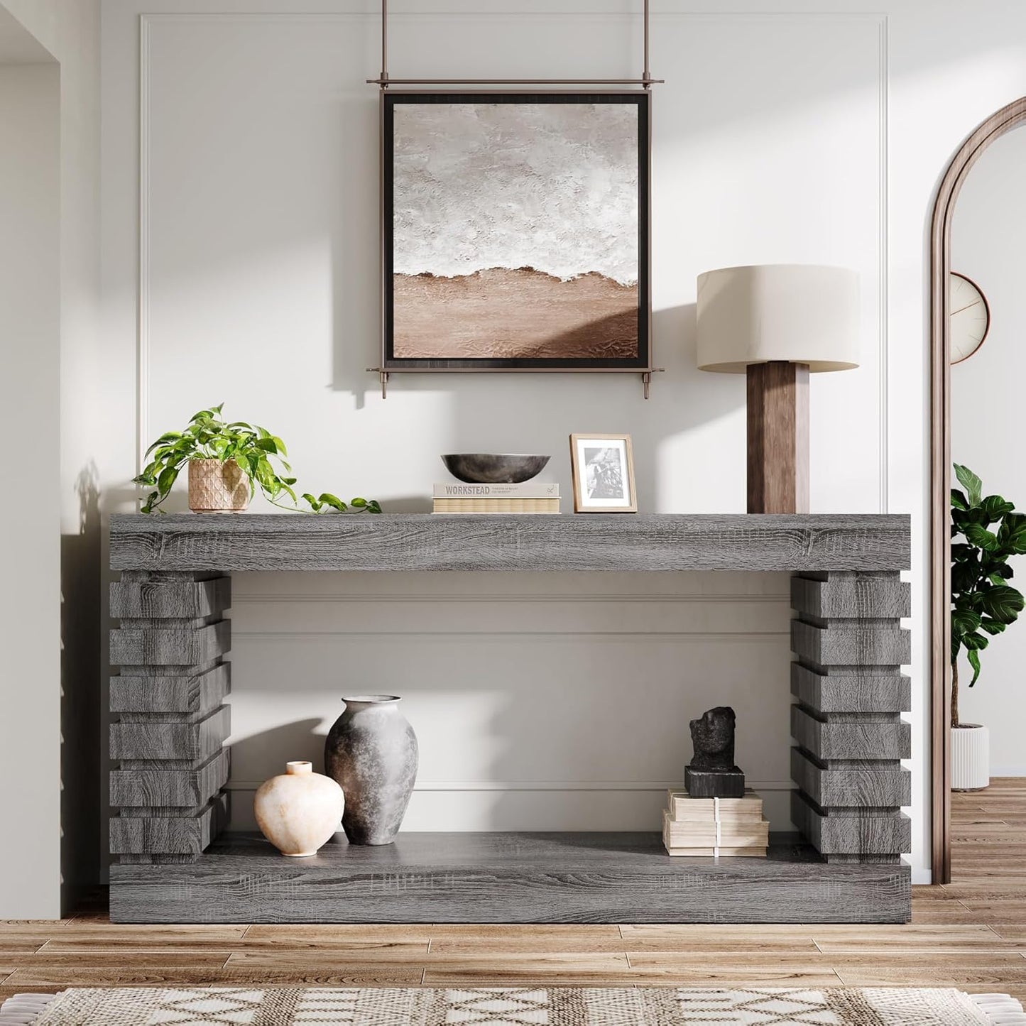 Tribesigns 70.8-Inch Long Console Table, Wood Entryway Table with Storage, Narrow Sofa Table for Living Room Entryway Hallway (Gray)