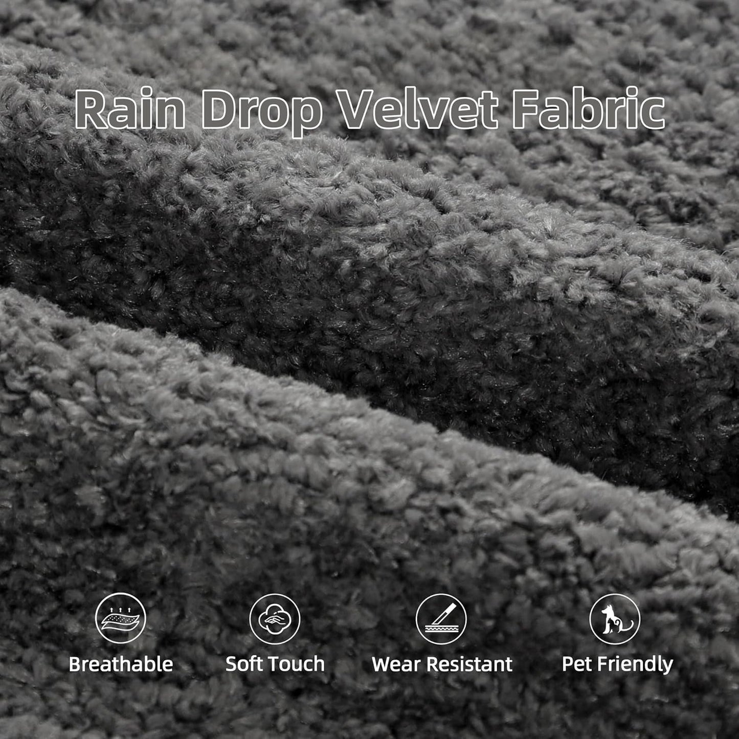 Cloud Sectional Couch, 104”L-Shape Oversized Sofa with Right Chaise Lounge, Modular Sleeper Couch with Pillows & Deep Seat, Rain Drop Velvet Fabric Compressed Sofa for Living Room, Dark Gray