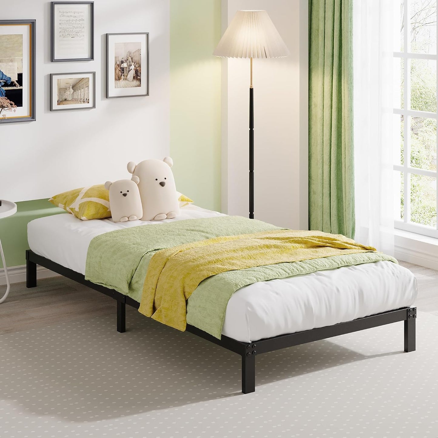 EMODA 6 Inch Twin Bed Frames No Box Spring Needed, Heavy Duty Metal Twin Platform Bed Frame, Noise Free, Easy Assembly, Black