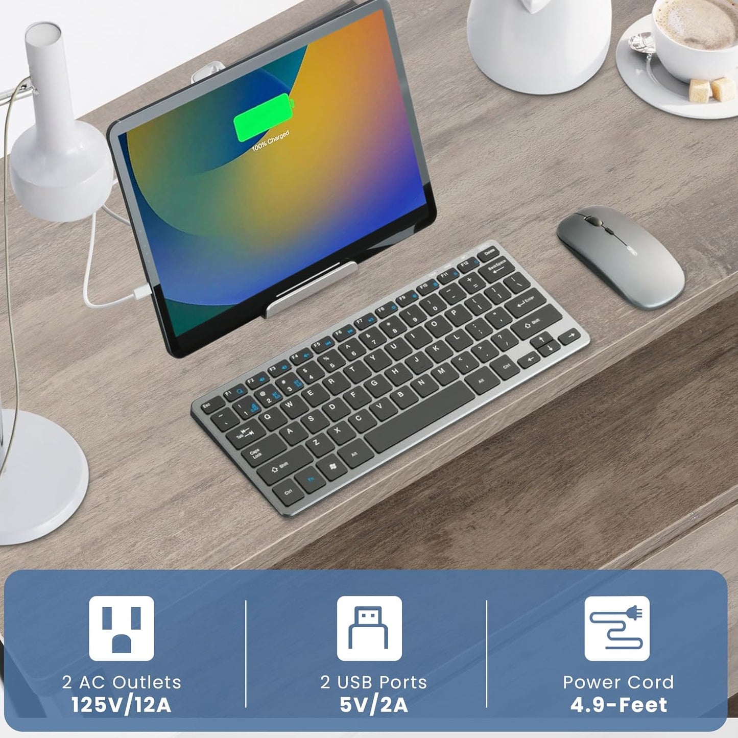 3 Wooden Drawers Night Stand, 27 Inch Wide Nightstand with Charging Station and Adjustable Drawers, Bedside Table for Living Room/Bedroom/Office, Gray.