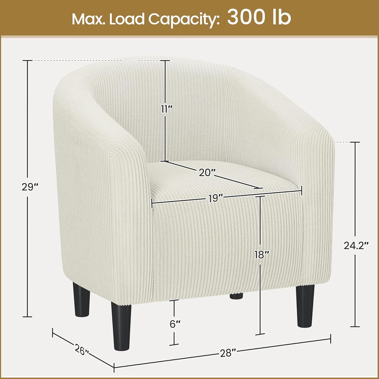 Yaheetech Accent Barrel Chair, Corduroy Fabric Club Chair, Furry Sherpa Elegant Armchair with Cozy Soft Padded, Suitable for Living Room Bedroom Reception Room Office, Beige