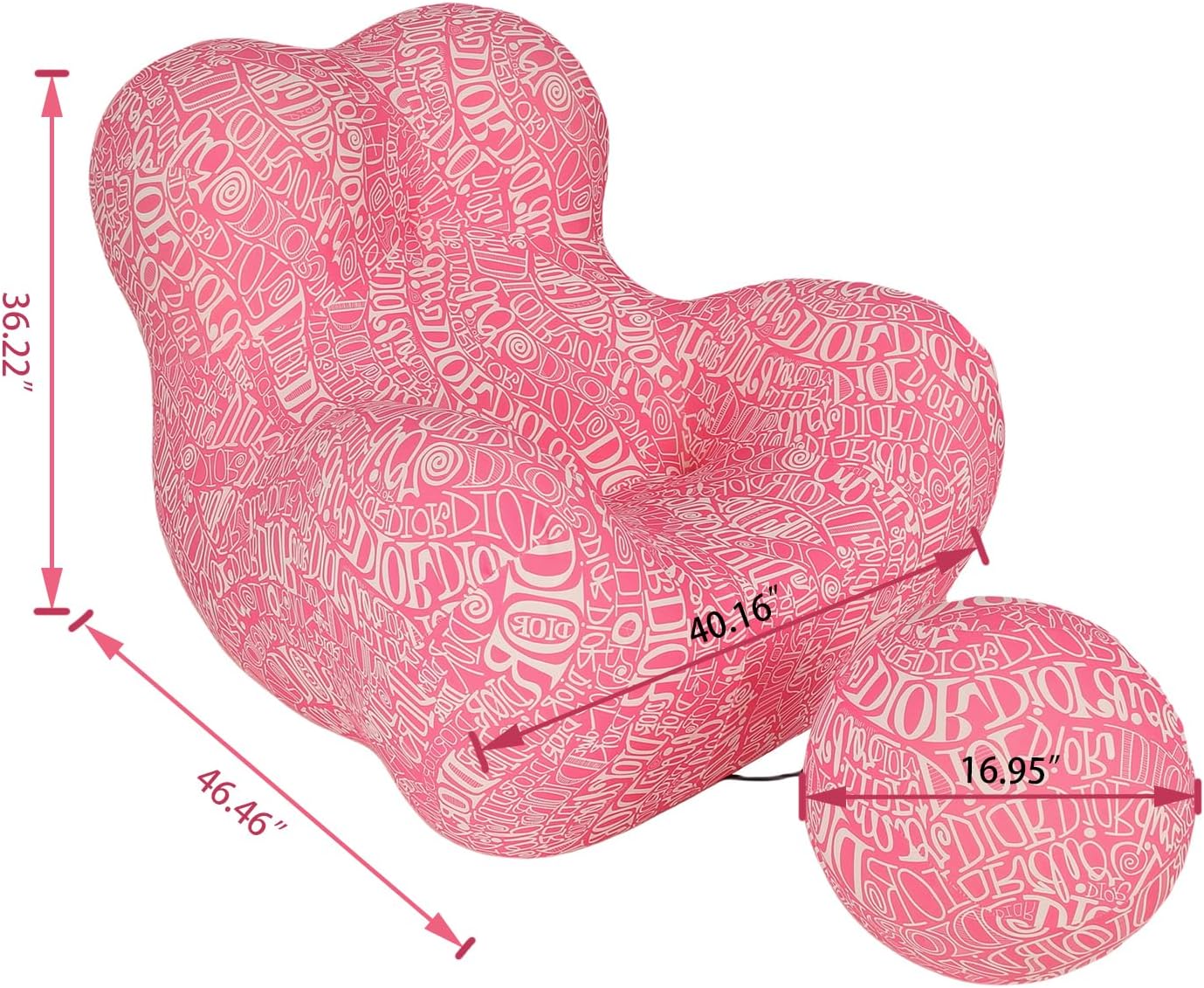 Bean Bag Chair - Memory Foam Bean Bag Chair for Adults, Comfy High-Resilience Single Sofa, Small Space Floor Chair, Chaise Lounge for Living Room, Bedroom (Pink, Ball)