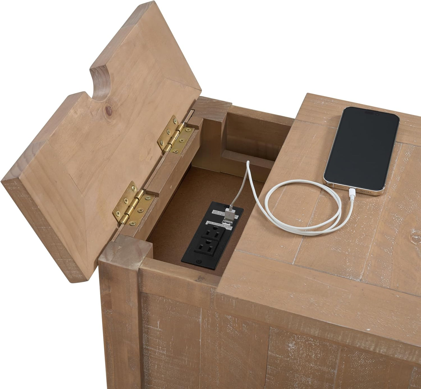 Martin Svensson Home Monterey Chairside Table with Power, Driftwood