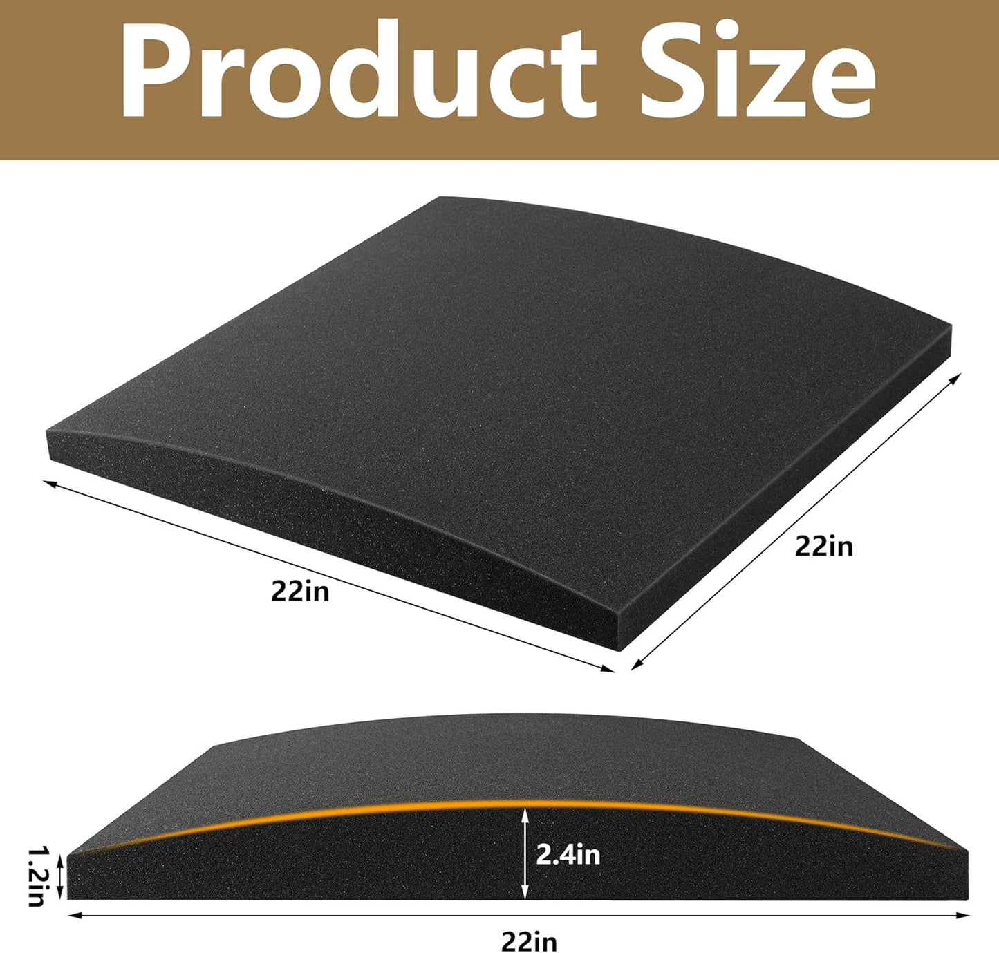 moonoom 22"x22" Couch Cushion Support, Black Sofa Cushion Sagging Repair, Curved High Density Foam Replacement for Furniture Sagging Seat Sectional Loveseat Chair (3 Pcs)