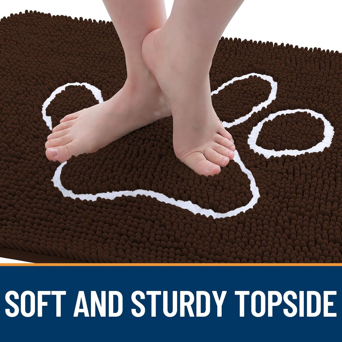 OLANLY Door Mat for Muddy Dog Paws 36x24, Ultra Absorbent Chenille Mud Doormat with Paw Print Design, Non-Slip Washable Doormat for Indoor Entryway, Quick-Dry Pet Bed Mats for Dirty Dogs, Brown