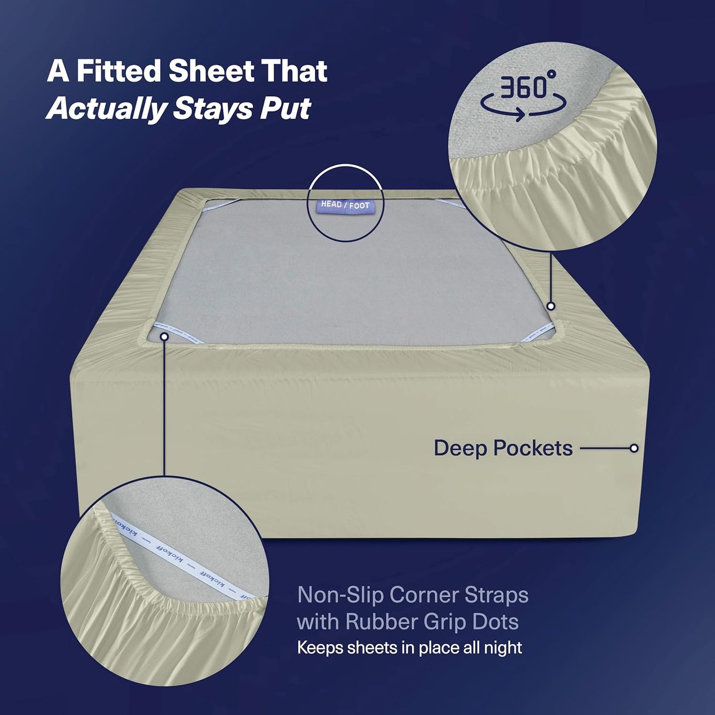 Kickoff Viscose Bamboo Sheets Queen Size 4-pc 100% Organic Bamboo Viscose Bed Cooling Sheets Queen Size Set Cool Bedding for hot Sleepers Sheet, Flat, Fitted, Pillowcases (Soft Sage, Q)