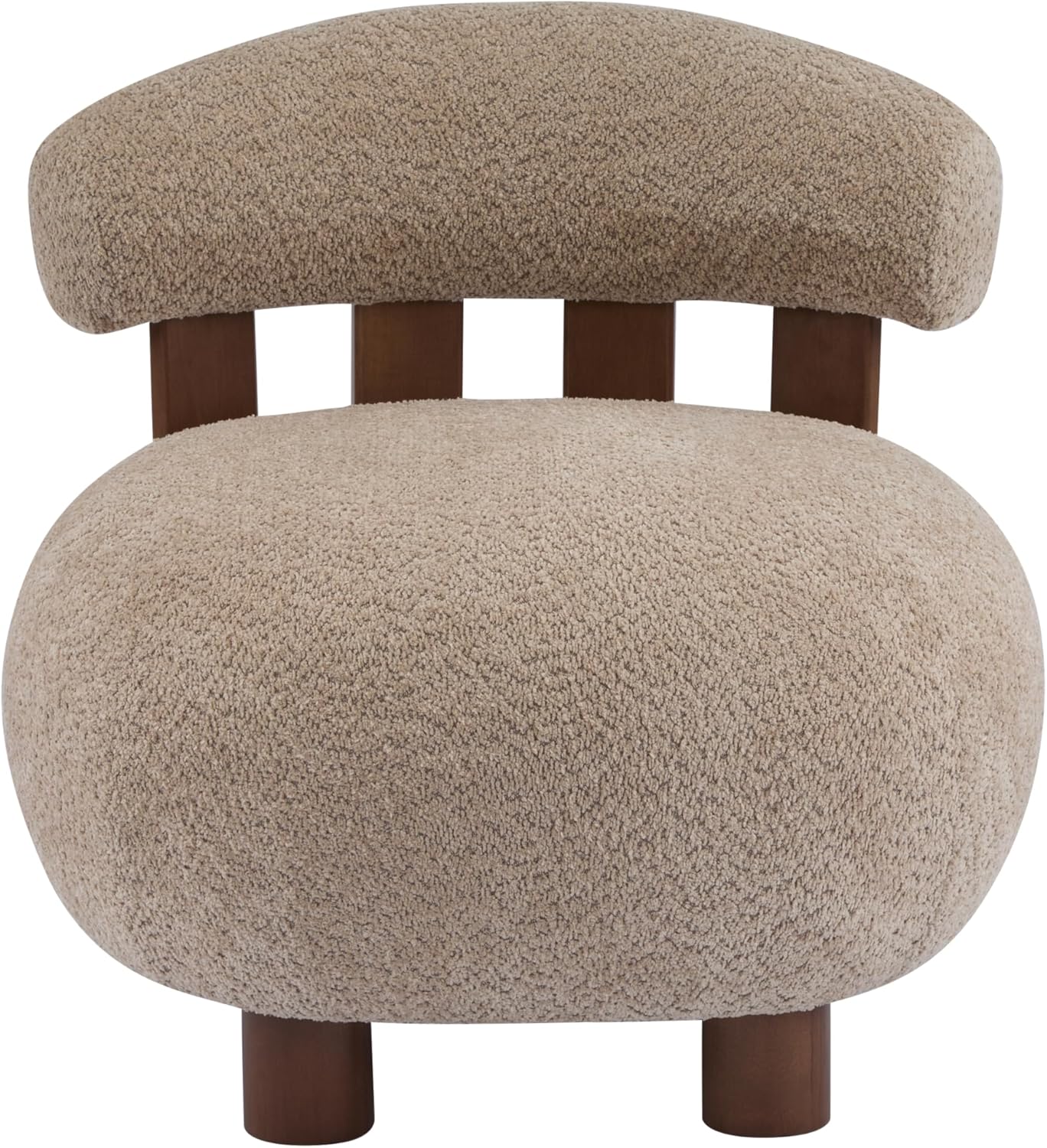 Christopher Knight Home Elvina Boucle Fabric Accent Chair, Solid Wood Single Lounge Sofa, Bedroom Comfy Reading Chair, for Modern Minimalist Style Living Room/Home Office, Light Brown