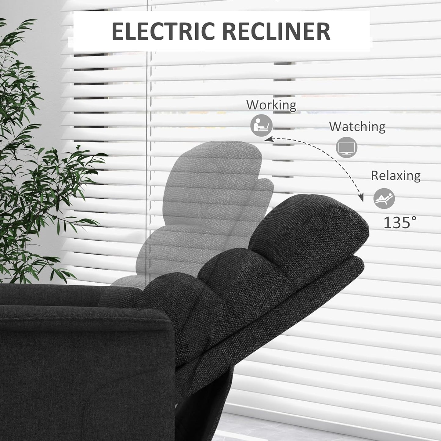 HOMCOM Power Lift Recliner Chair for Elderly, Easy Assembly, Fabric Lift Chair for Adults, Recliner Sofa with Remote Control, Side Pockets for Living Room, Black