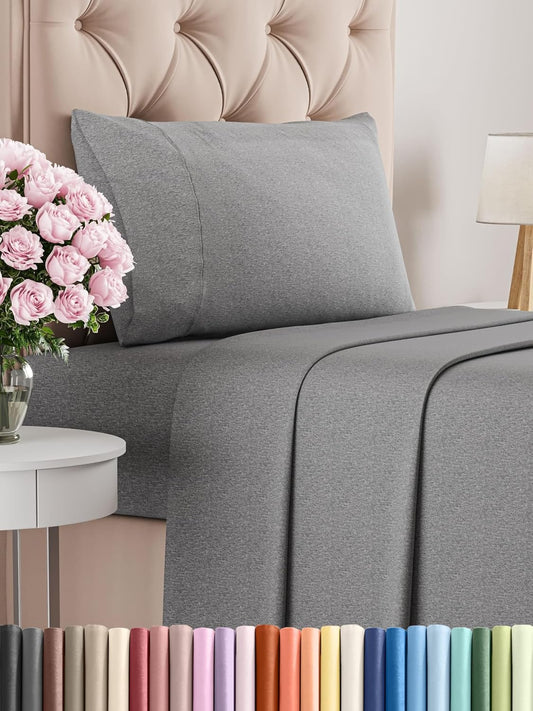 Twin XL Size 3 Piece Sheet Set - Comfy Breathable & Cooling Bed Sheets Set - Hotel Luxury Bedding for Women, Men, Kids, Teens, Boys & Girls - Deep Pockets and Wrinkle Free - Grey (Heathered Sheets)
