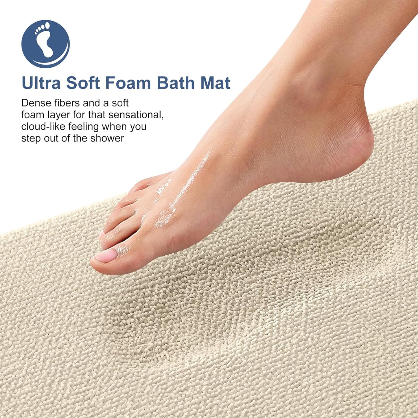 OLANLY Thick Memory Foam Bath Mat Rug 44x24, Extra Soft Absorbent Bathroom Rug, Quick Dry Bath Mats, Non-Slip, Machine Washable Carpet for Bathroom, Tub and Shower, Home Decor Accessories, Sand