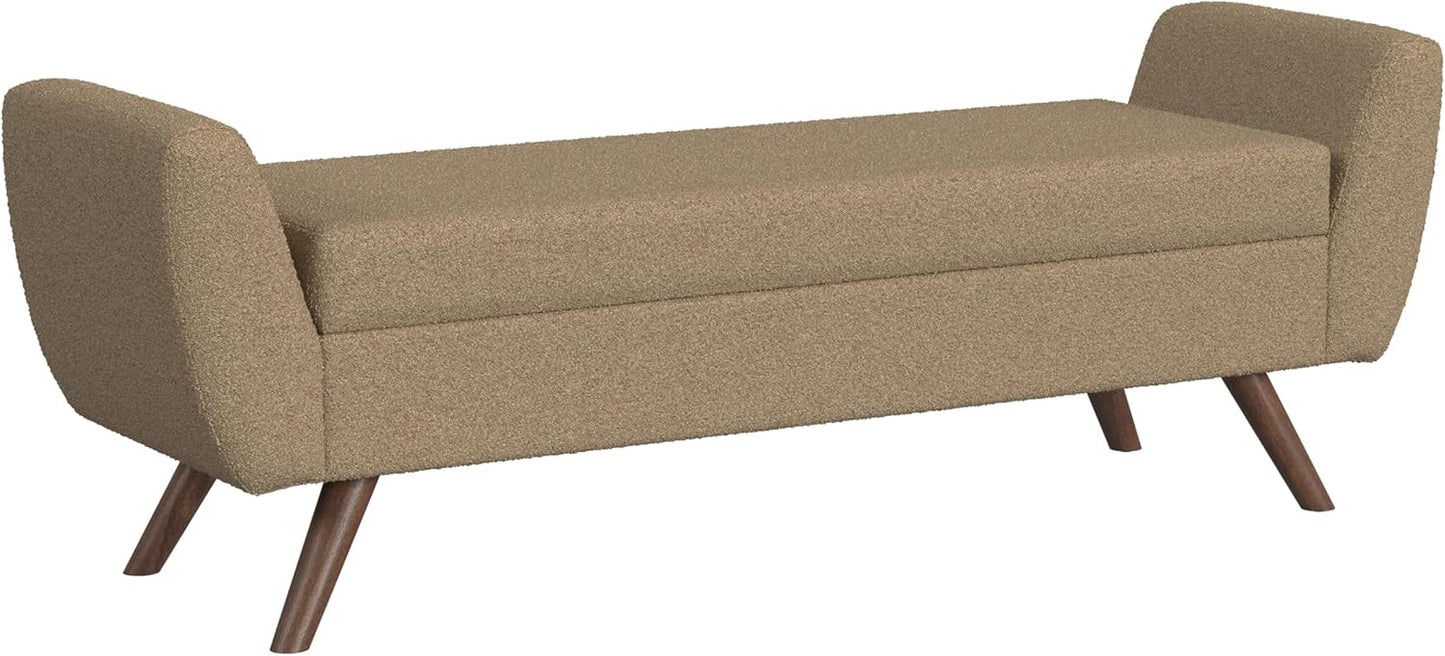 HomePop Modern Storage Bench with Wood Legs |Homepop Home Décor|Bench with Storage for Living Room & Bedroom - Brown