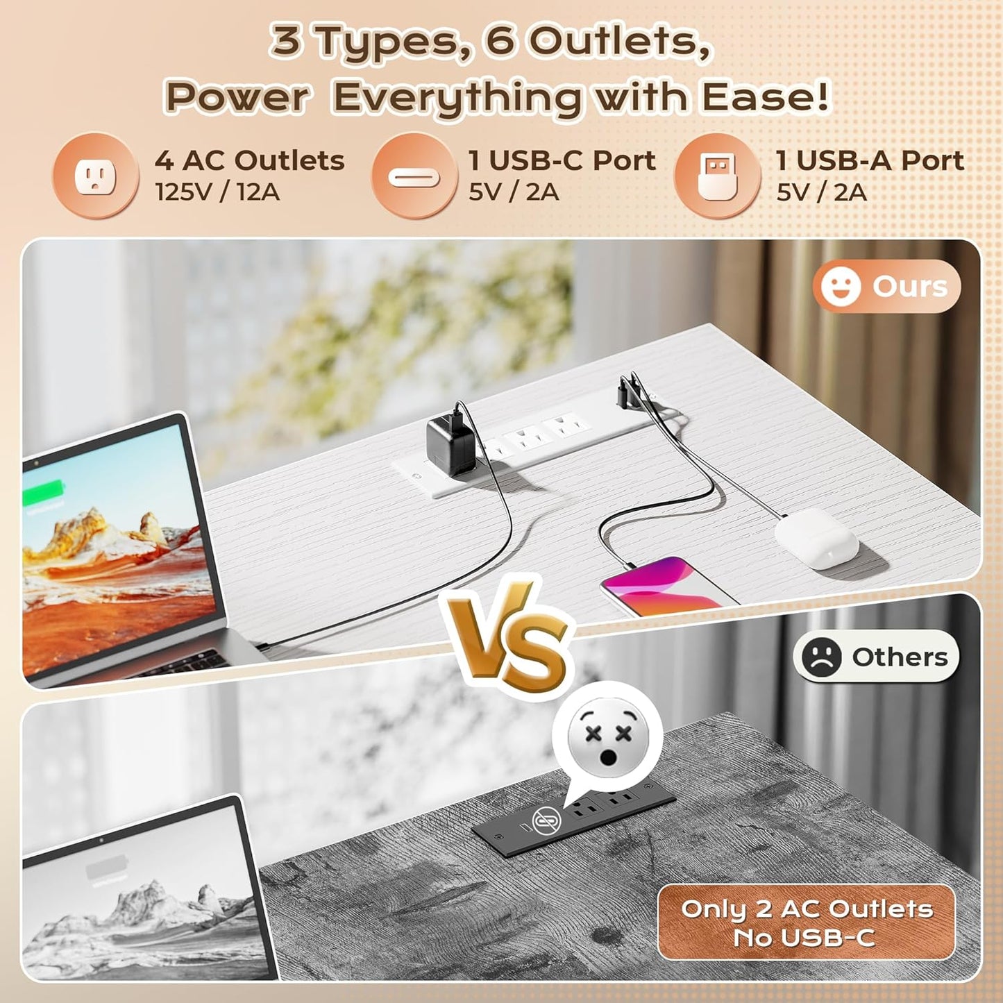 PRAISUN 63 Inch L Shaped Desk with Power Outlets and USB-C Port, Computer Corner Home Office Desk with File Fabric Drawers and Movable Monitor Stand, Larger Storage, Gaming, Writing, Work, White