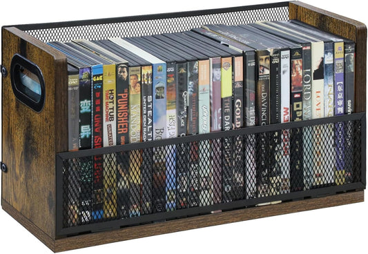 DVD Storage Rack - DVD Storage Case Holds 28 Full Case DVDs, 32 Blu-Ray Disc, Desktop or Closet DVD Stand, CD Display for Blu-Ray | Video Gam e Cases | Papers | Cards
