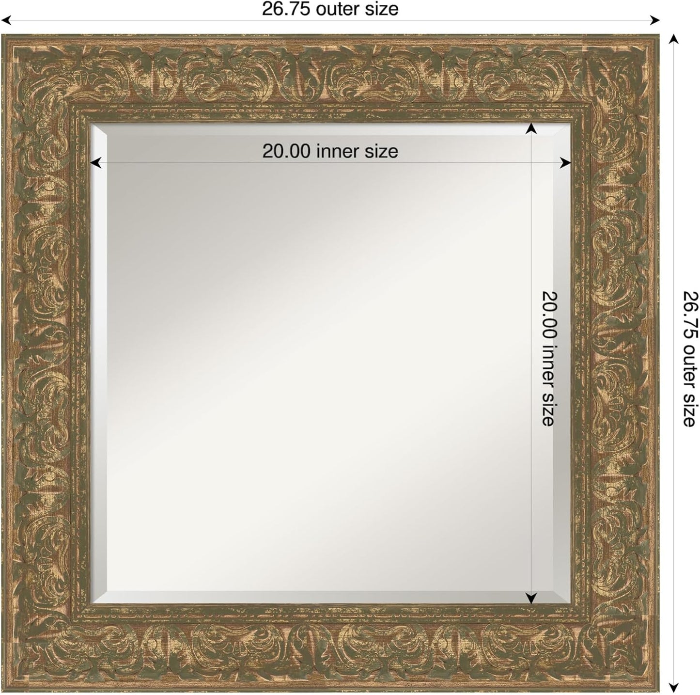 Amanti Art Bronze Bathroom Mirror for Over Sink, 27x27 Luxe Bronze Gold Square Vanity Mirror, Medium Traditional Frame, Hangs Horizonally and Vertically, Bathroom Wall Decor, Beveled Edge
