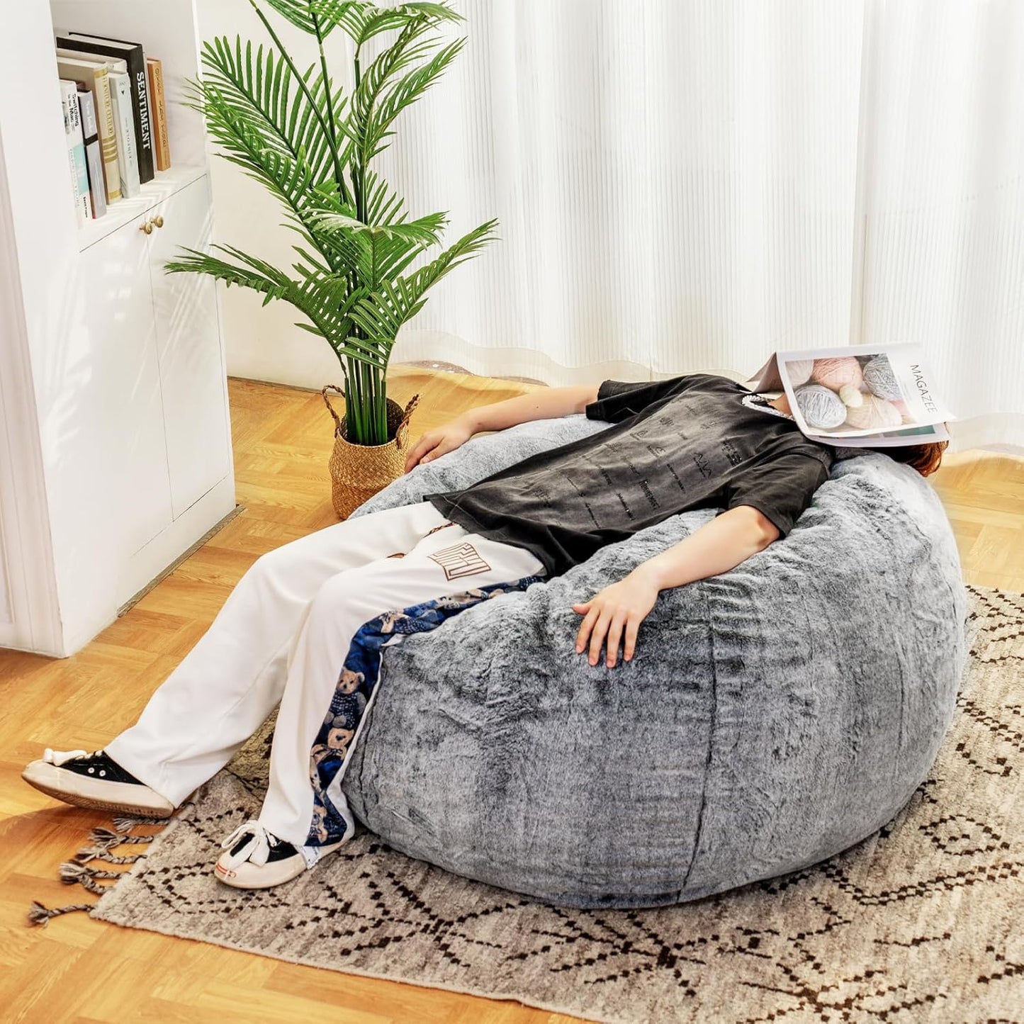 Recaceik Bean Bag Chair Large Bean Bag Chairs, with Fluffy Removable Spongefor, for Living Rooms, bedrooms, Study Rooms, and Offices