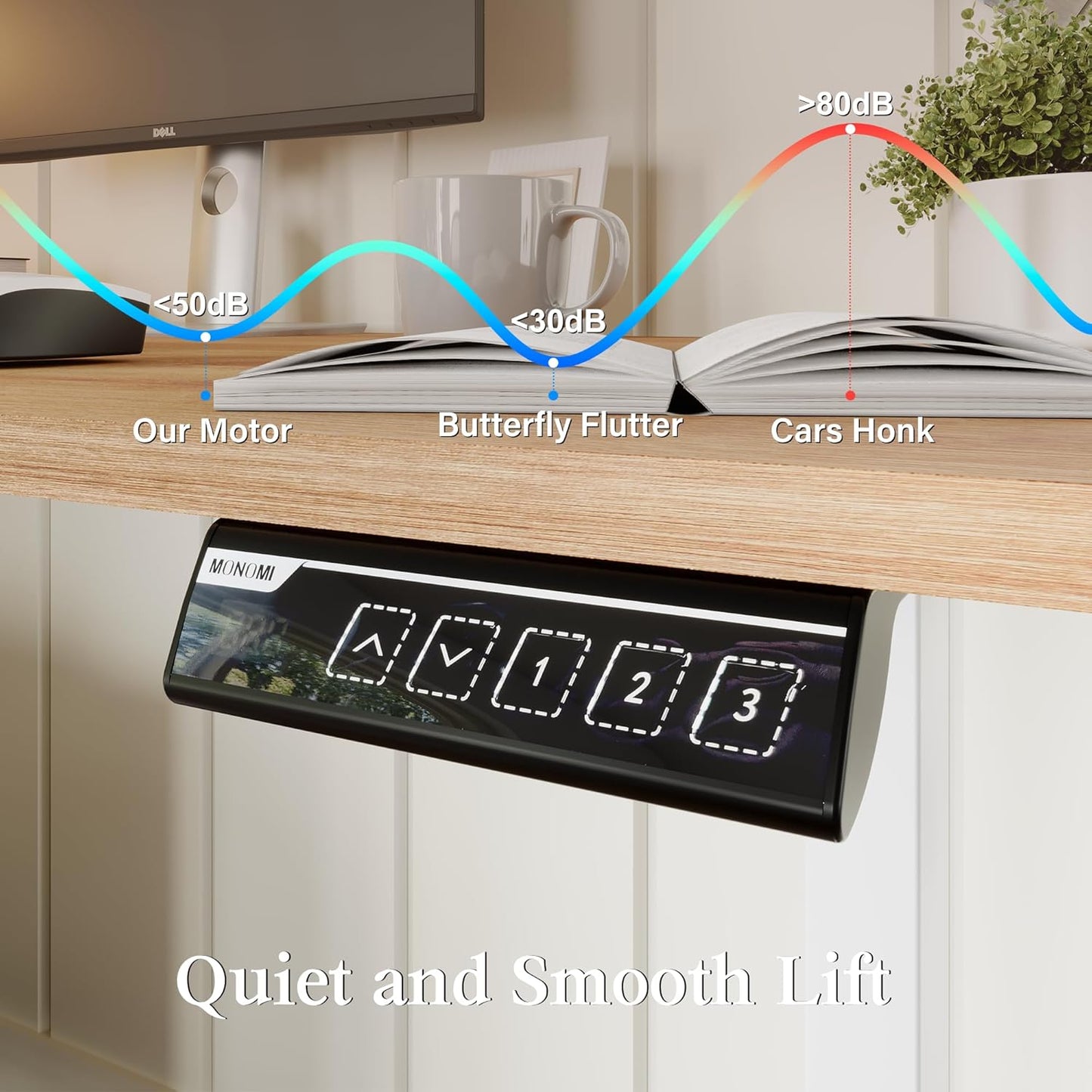 Monomi Electric Standing Desk, 71 x 31.5 inches Height Adjustable, Ergonomic Home Office Sit Stand Up Desk with Memory Preset Controller (Natural Top/White Frame)