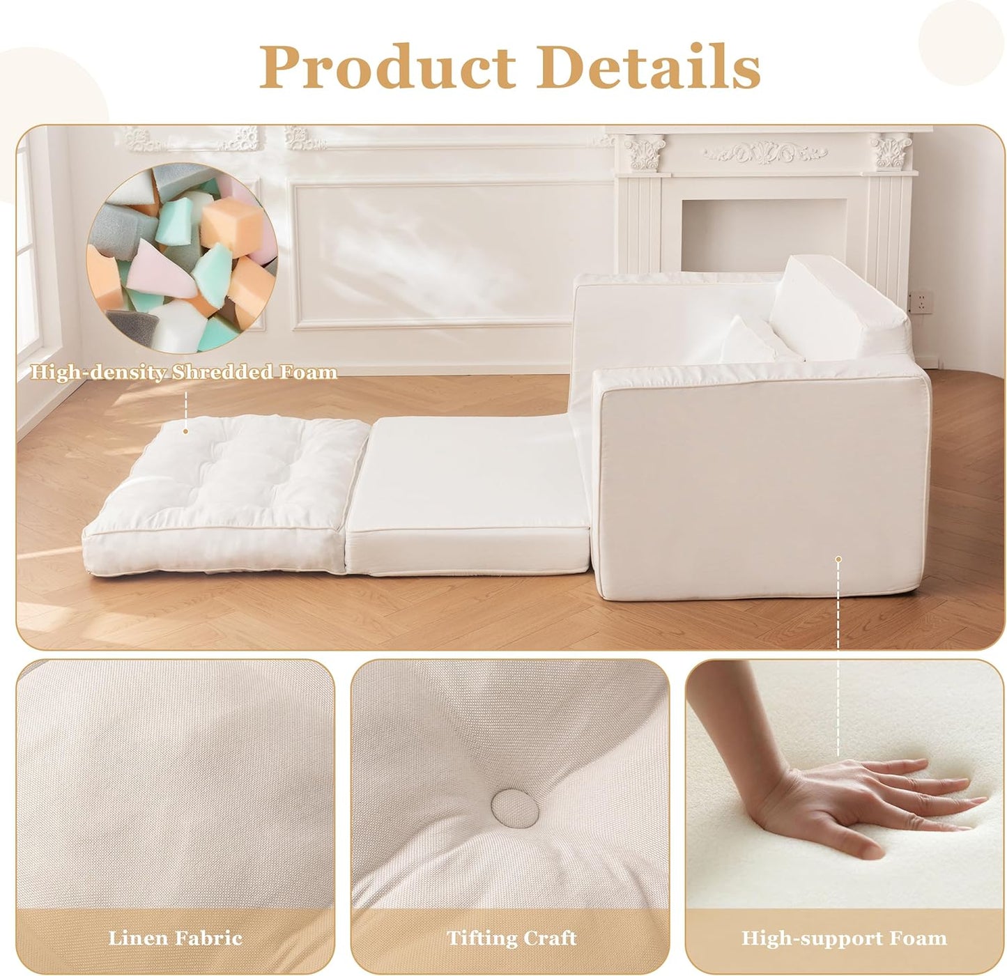 YOSHOOT Loveseat Sleeper Sofa,55" Convertible Sofa Bed Couch Futon Couches for Living Room,3-in-1 Pull Out Floor Couch with Backrest and Pillows