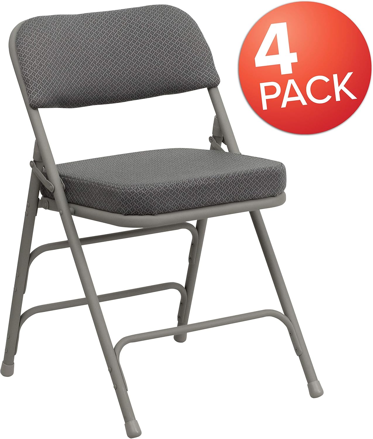 Flash Furniture Hercules Series Metal Folding Chairs with Cushioned Seat, Fabric Upholstered Event Chairs with 300-lb. Static Weight Capacity, Set of 4, Gray