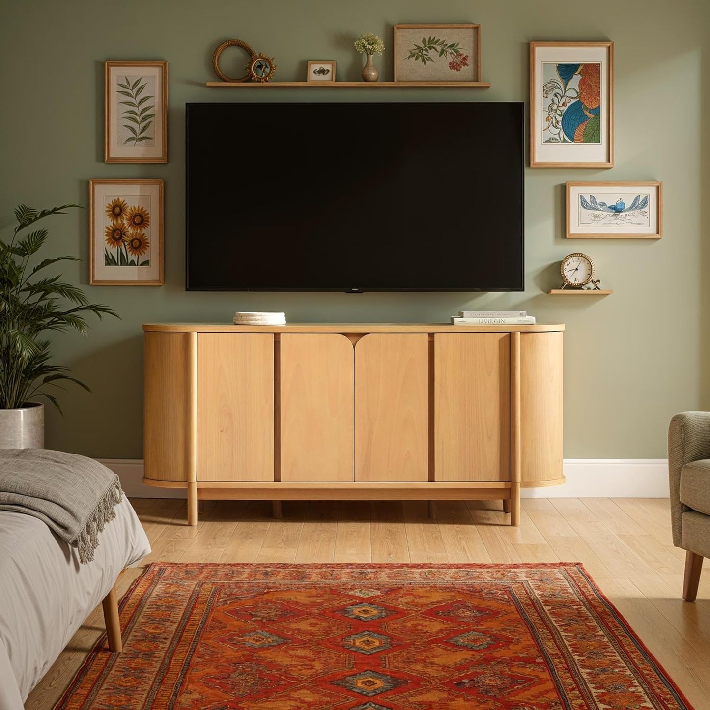 Walker Edison Ezra 70" Curved Sideboard Cabinet - Natural