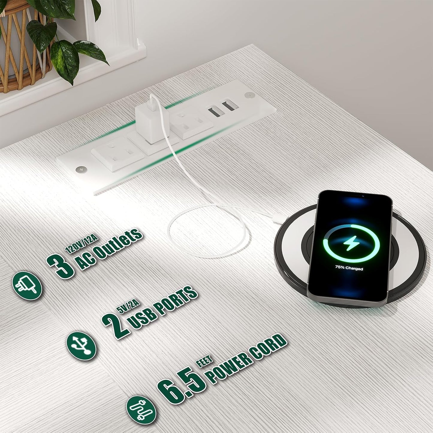 66" L Shaped Computer Desk, 94.4'' Home Office Desk with Power Outlets, 4 Adjustable Storage Drawers & 2 Monitor Stands, Large Two Person Gaming Table for Writing Study, White