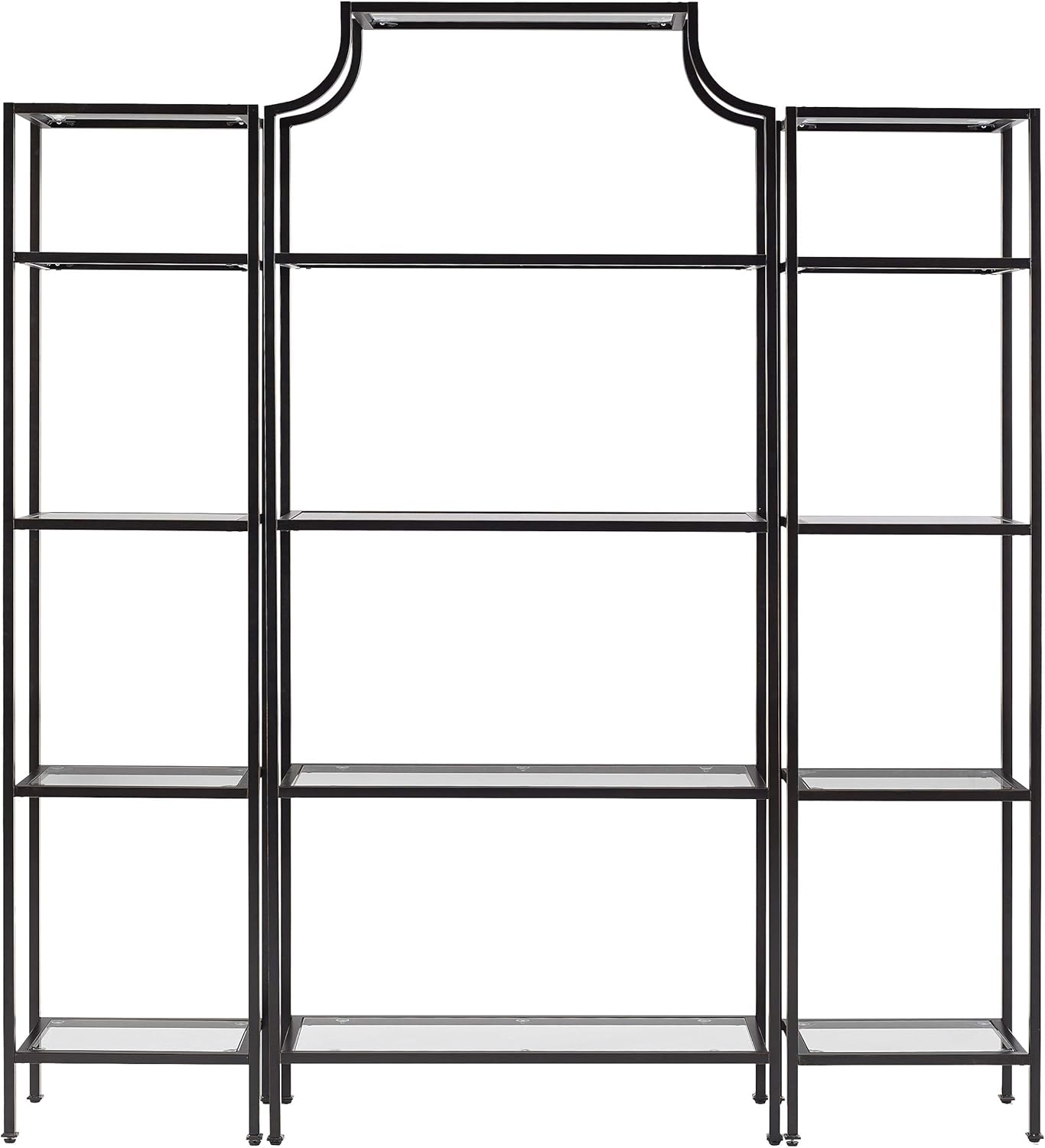 Crosley Furniture Aimee 3-Piece Bookshelf Set with Glass Shelves, Bookcase Storage, Oil-Rubbed Bronze