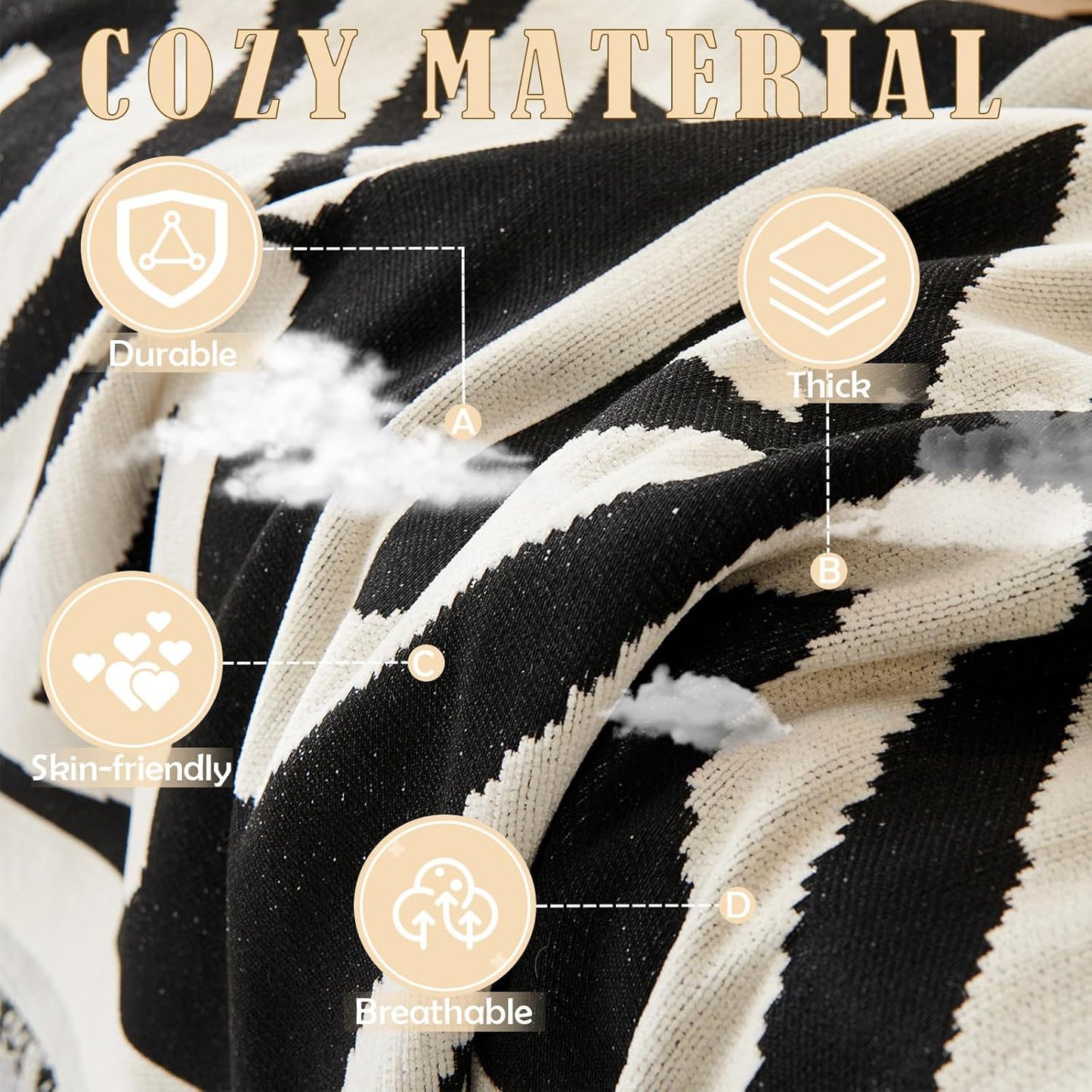 HANDONTIME Armchair Boho Sofa Covers for Dogs Black Couch Sofa Covers for Chair Recliner Beige Chenille Sofa Slipcover Couch Covers for Sectional Sofa Pets Protector Furniture Covers, 71" X102"