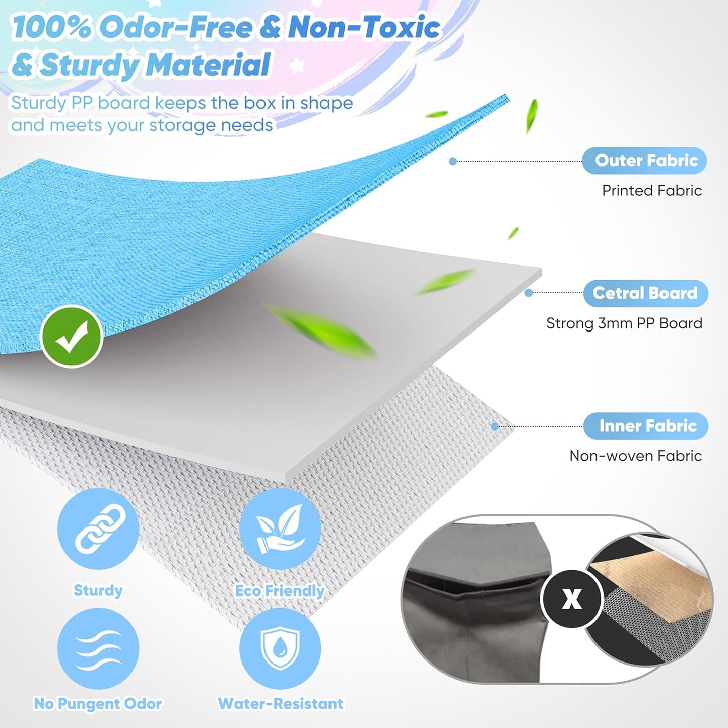 Extra Large Toy Box, Toy Box for Kids Boys Girls, Collapsible Sturdy Toy Storage Organizer with Mesh Pockets, 40"x14"x16" Kids Toy Chest Boxes Bins Baskets for Nursery, Playroom, Blue