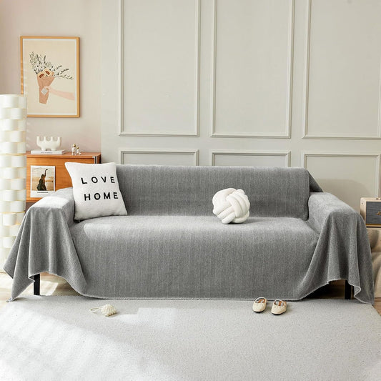 STACYPIK Soft Dark Gray Couch Cover for Pets, Herringbone Jacquard Sofa Covers for 3 Cushion Couch,Skin-Friendly Washable Sofa Covers for Loveseat, Non Slip Sectional Sofa Blanket Cover-91X134IN