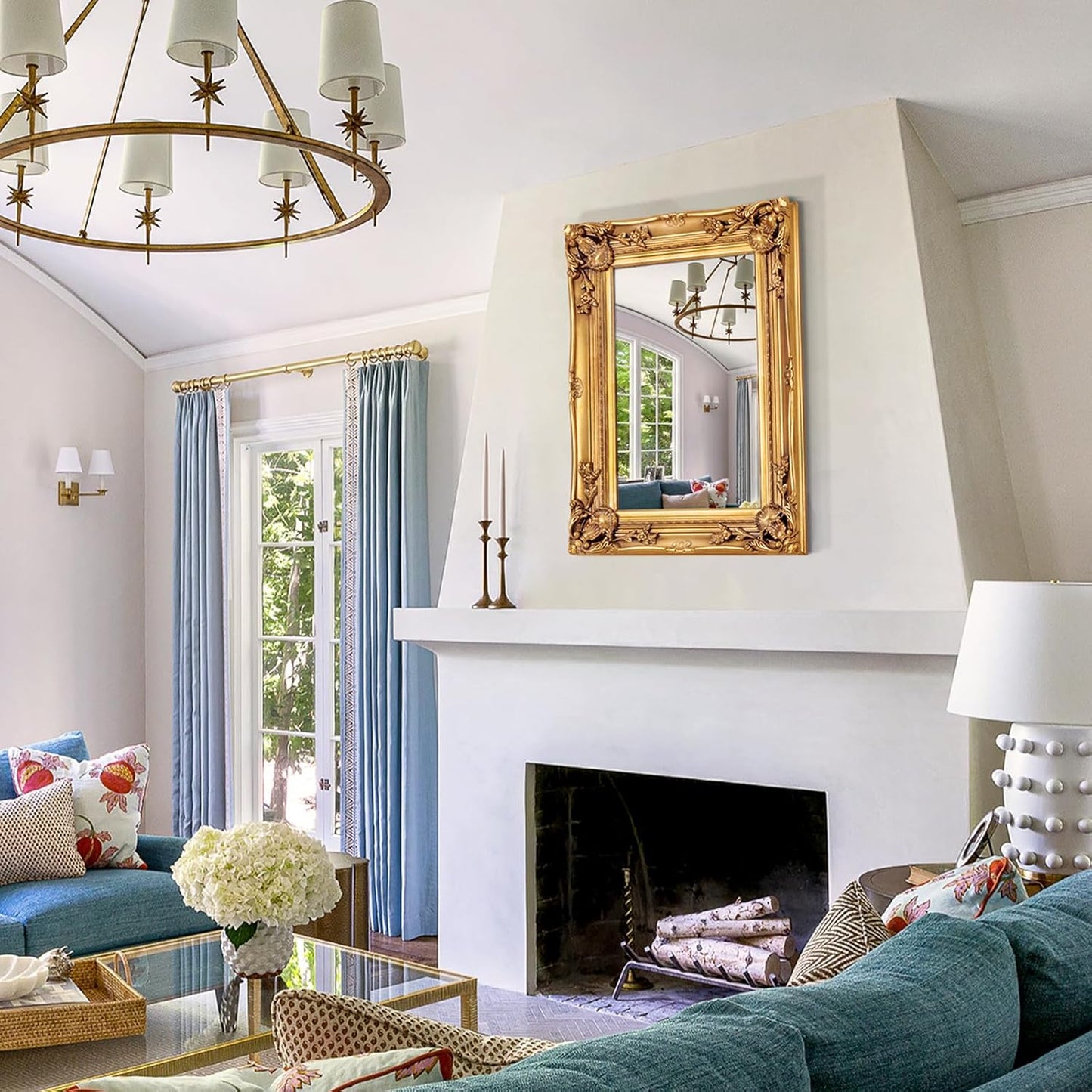 Antique Wall Mirror, 29.1'' x 21.2''Vintage Baroque Mirror with Ornate Frame, Gold Mirror Decorative for Entryway, Living Room, Bathroom