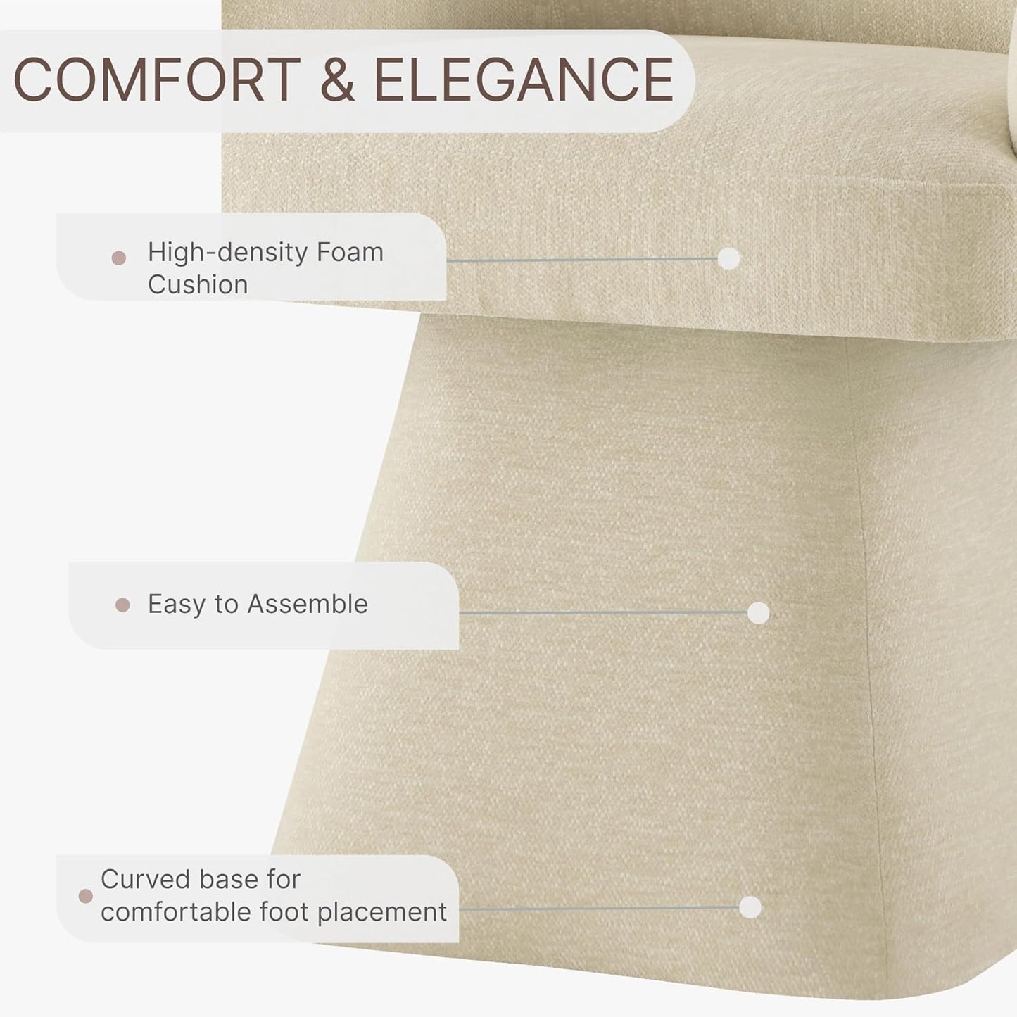 Swivel Dining Chair Set of 1, Mid Century Modern Chair Fabric Upholstered Armchair with Armrest & Ergonomic Backrest for Dining Room, Kitchen, Bedroom, Living Room, Sand