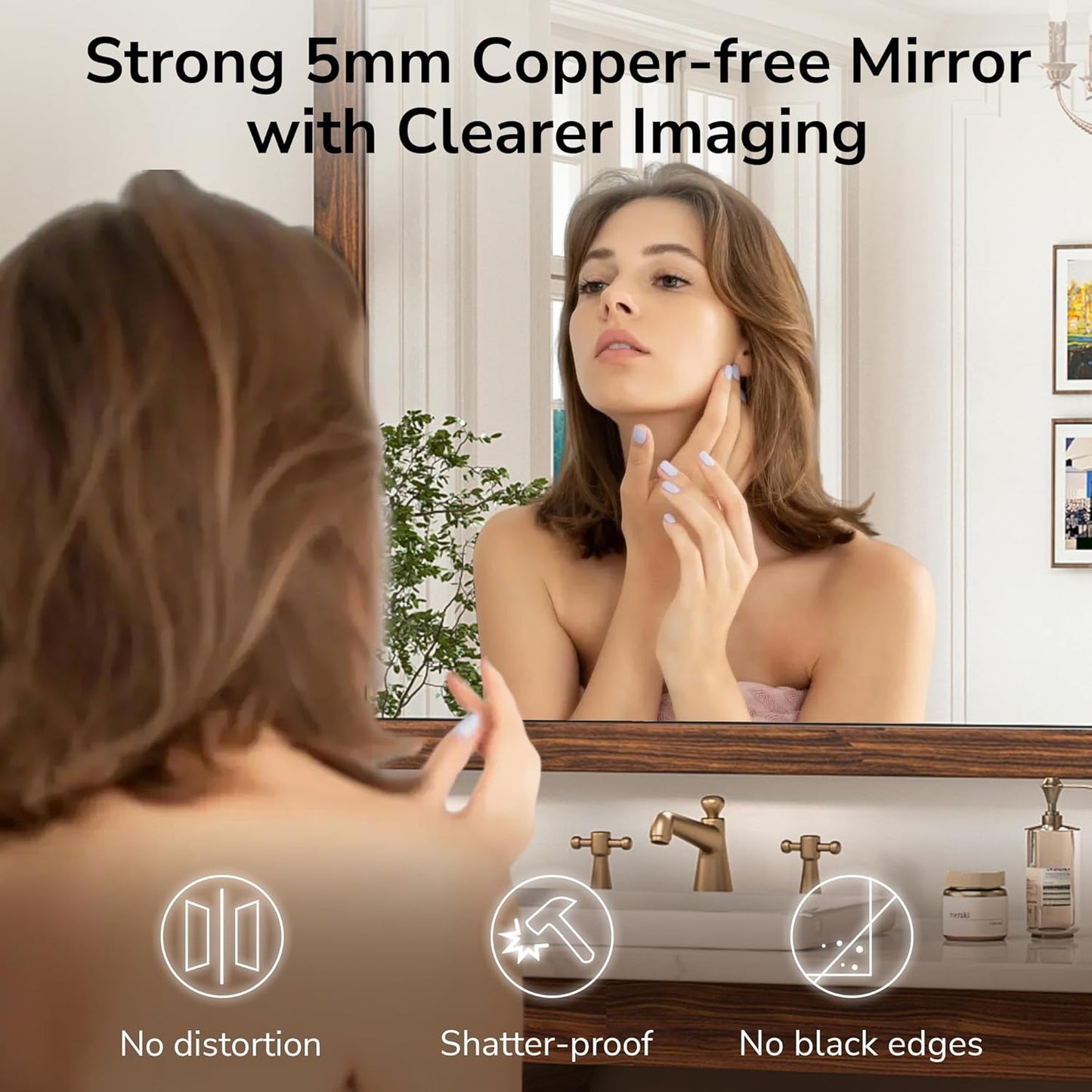 TokeShimi 72 x 36 Inch Wood Framed Bathroom Mirror for Over Sink, Dark Brown Walnut Wall Wood Vintage Farmhouse Mirror for Wall, Large Rustic Wooden Framed Vanity Mirrors(Horizontally or Vertically)