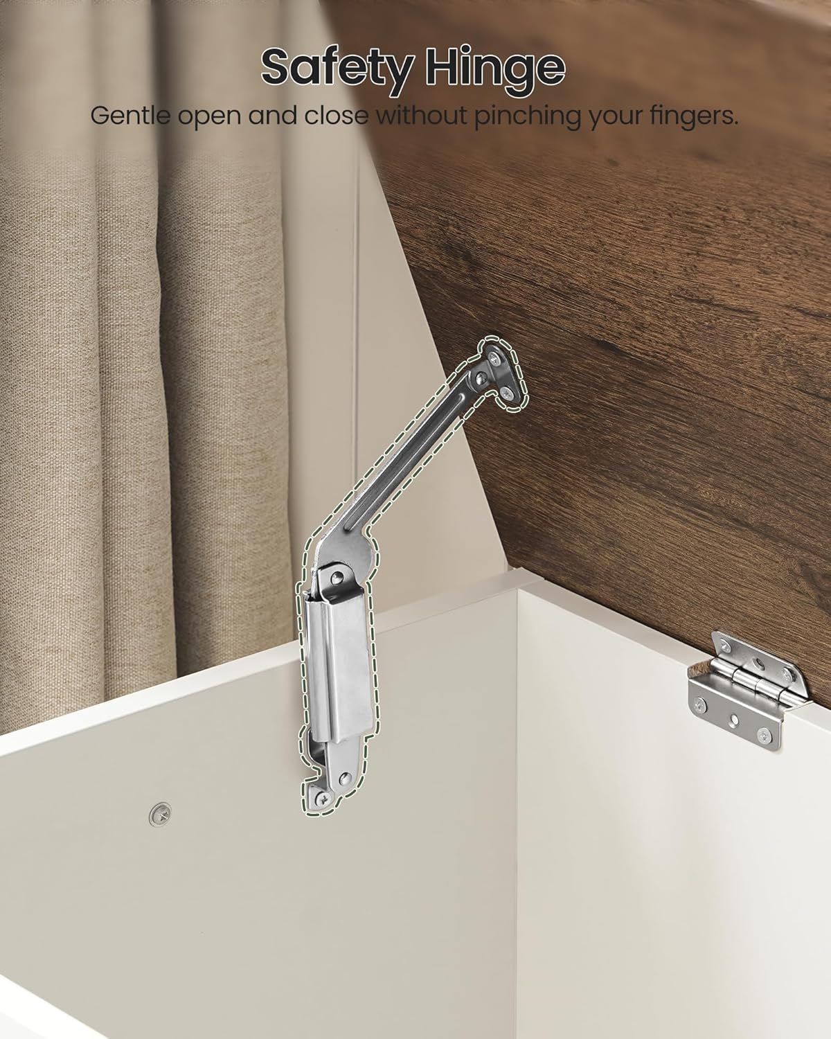 Storage Chest, 43.3" Toy Chest Storage, Farmhouse Storage Bench with Safety Hinge, Storage Trunk, for Bedroom, Living Room, Walnut and White MCW11WL