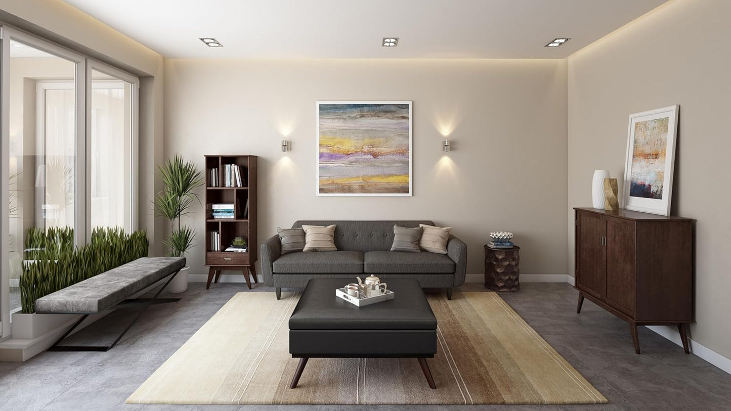 SIMPLIHOME Draper Bookcase - 64 inch Tall Solid Hardwood Storage Bookshelf in Medium Auburn Brown, Mid-Century Modern Storage for Living Room, Study or Office with Adjustable Shelves and Angled Legs