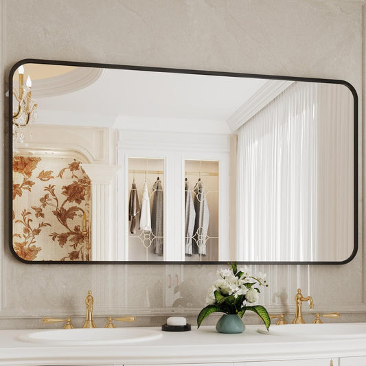Black Vanity Mirror,30x55 Black Bathroom Mirror, Large Bathroom Mirror,Espejo para baño,Bathroom Mirrors for Over Sink,Restroom Mirror