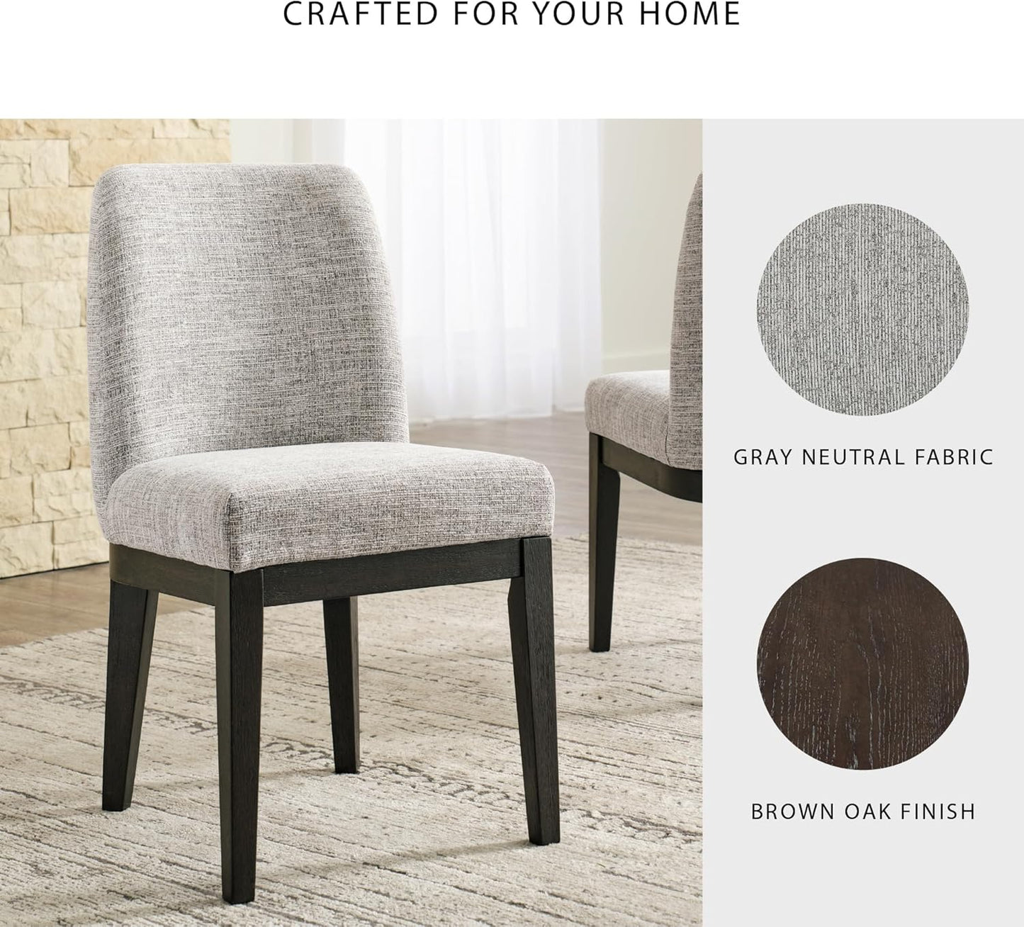 Signature Design by Ashley Burkhaus Traditional Upholstered Dining Chair, Set of 2, Dark Brown