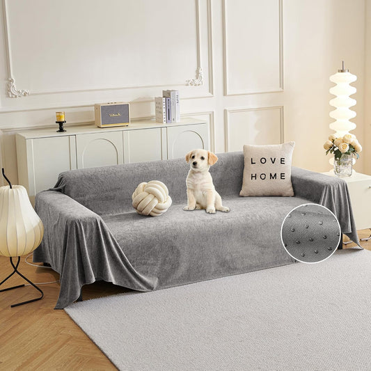 MYSKY HOME Couch Cover for 3 Cushion Couch Sofa, Couch Covers for Sofa, Dog Couch Protector, L Shape Sofa Cover Sofa Slipcovers Non-Slip Sofa Cover, Washable Furniture Cover for Pet, 71"x 150", Grey