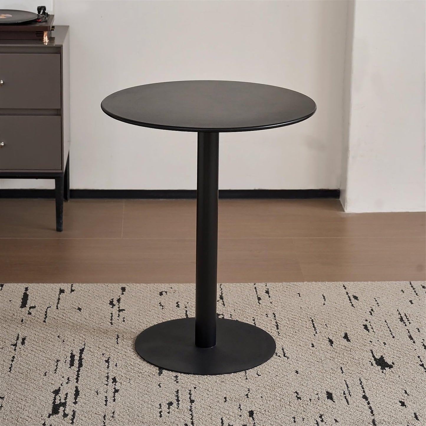 24 inch Black Round Table Small Dining Table, Metal Modern Kitchen Table, Mid Century Coffee Table for Living Room