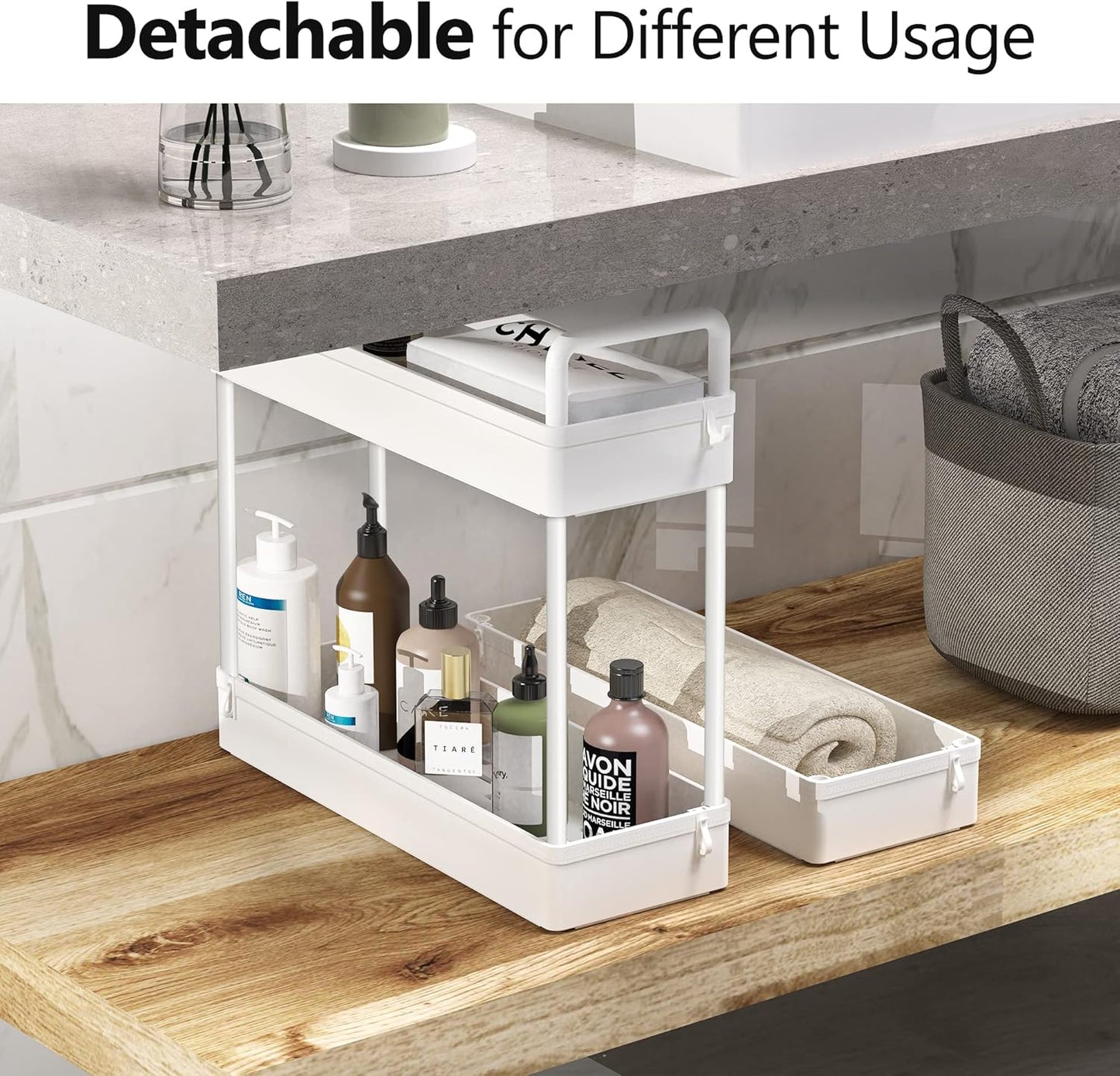 SOLEJAZZ Slim Rolling Storage Cart with Wheels 3 Tier Skinny Bathroom Storage Organizer Thin Laundry Room Utility Cart Space-Saving for Bedside Kitchen Office Small Narrow Places, White