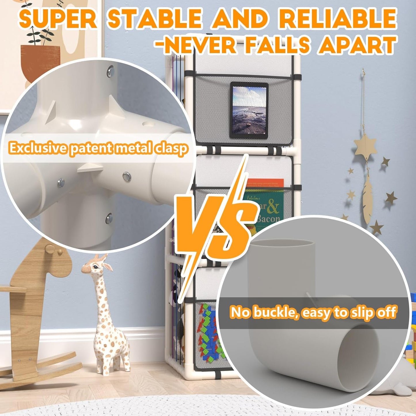 chinensis 2025 New Extra Large Stuffed Animal Storage Zoo-ABS Plushies Organizer with Colorful Bands and Limit Switches, Creative Display Shelf for Nursery, Playroom, Kid Room,Bedroom